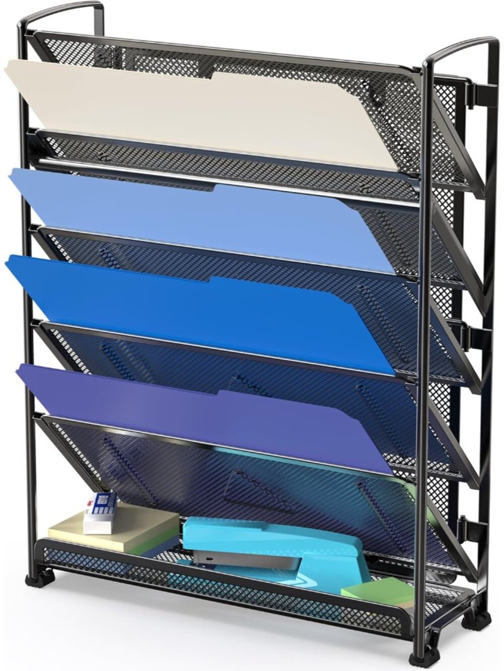 6-Tier Wall Mount Document Letter Tray Organizer, Black